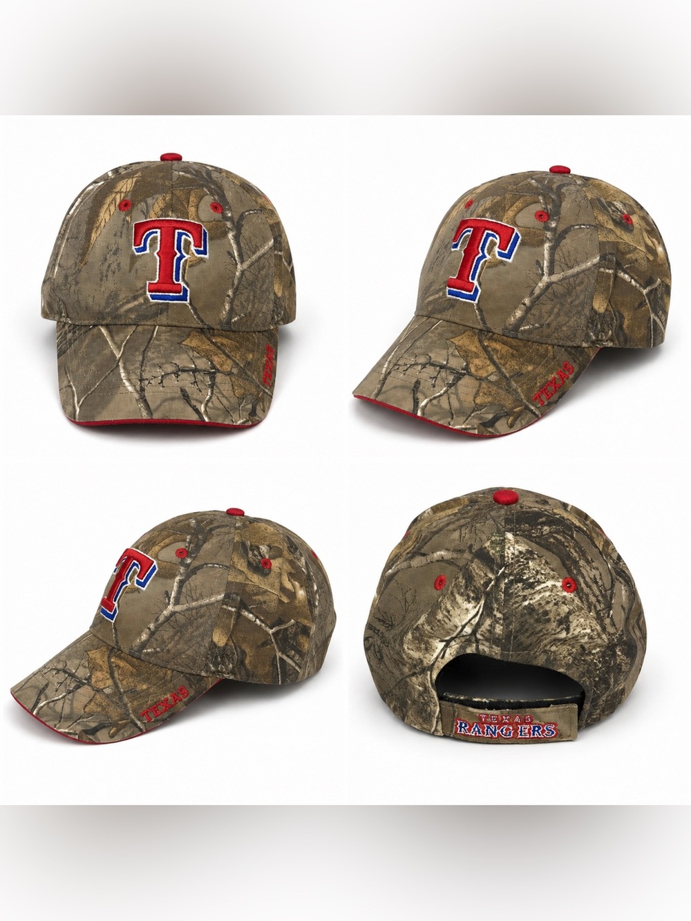 Fan Favorite Texas Rangers MLB Camo Baseball Cap Hat Adjustable One Size